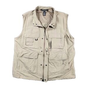 Fieldline Utility Safari Vest Mens XL 2XL Tan Fishing Travel Outdoor Pockets
